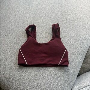 Women's Burgundy Seam-Trim Sports Bra